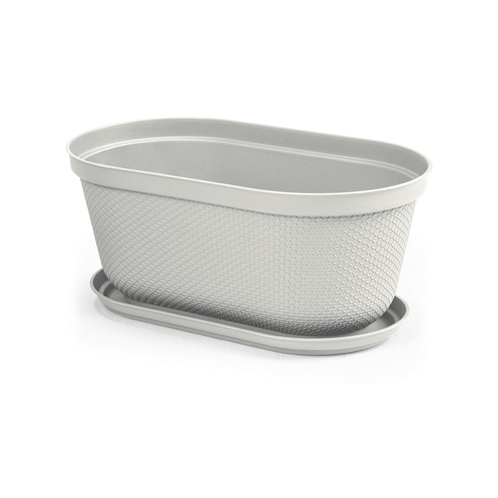 Matera ovalada rafia 40 cm con plato Rimax