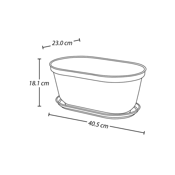 Matera ovalada rafia 40 cm con plato terracota marca Rimax