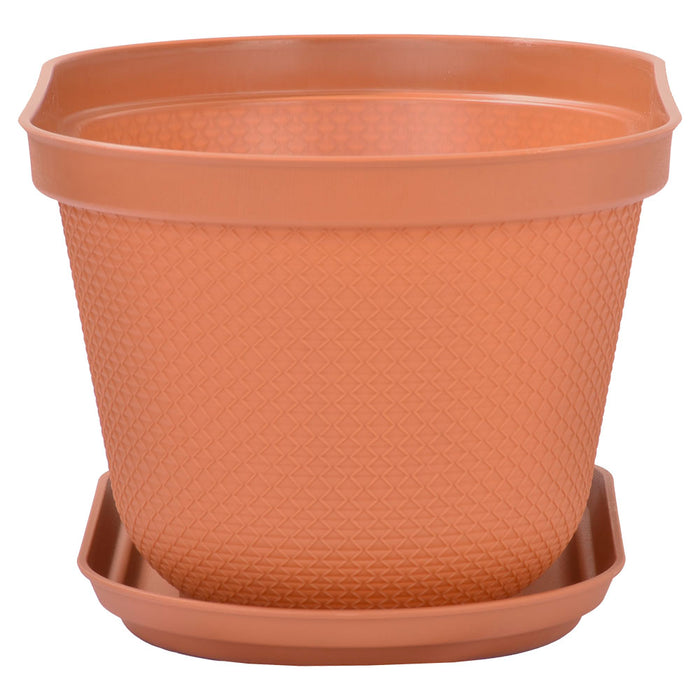 Matera ovalada rafia 40 cm con plato terracota marca Rimax