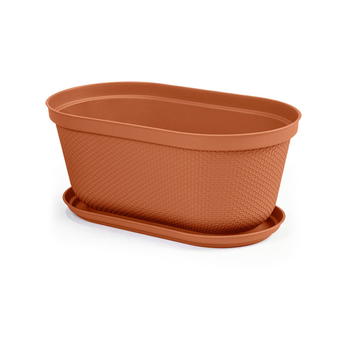 Matera ovalada rafia 40 cm con plato Rimax