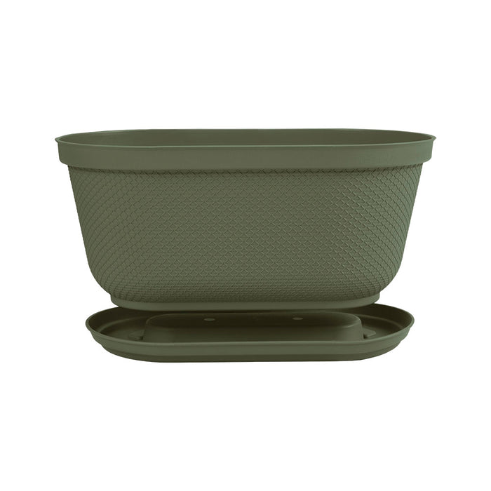 Matera ovalada rafia 40 cm con plato Rimax