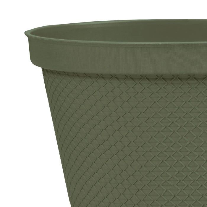 Matera ovalada rafia 40 cm con plato verde musgo marca Rimax