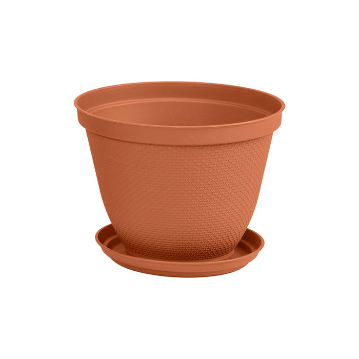 Matera redonda rafia 25 cm con plato terracota marca Rimax