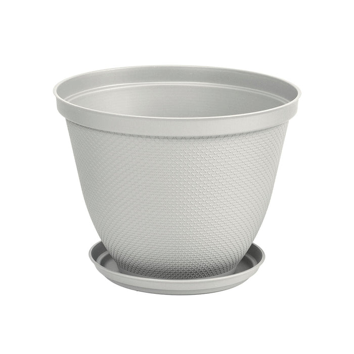 Matera redonda rafia 30 cm con plato gris hielo marca Rimax