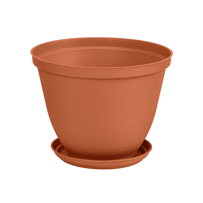 Matera redonda rafia 30 cm con plato terracota marca Rimax