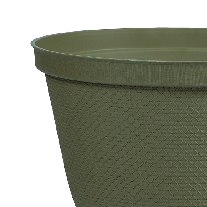 Matera redonda rafia 30 cm con plato verde musgo marca Rimax
