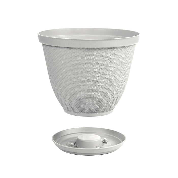 Matera redonda rafia 35 cm con plato gris hielo marca Rimax