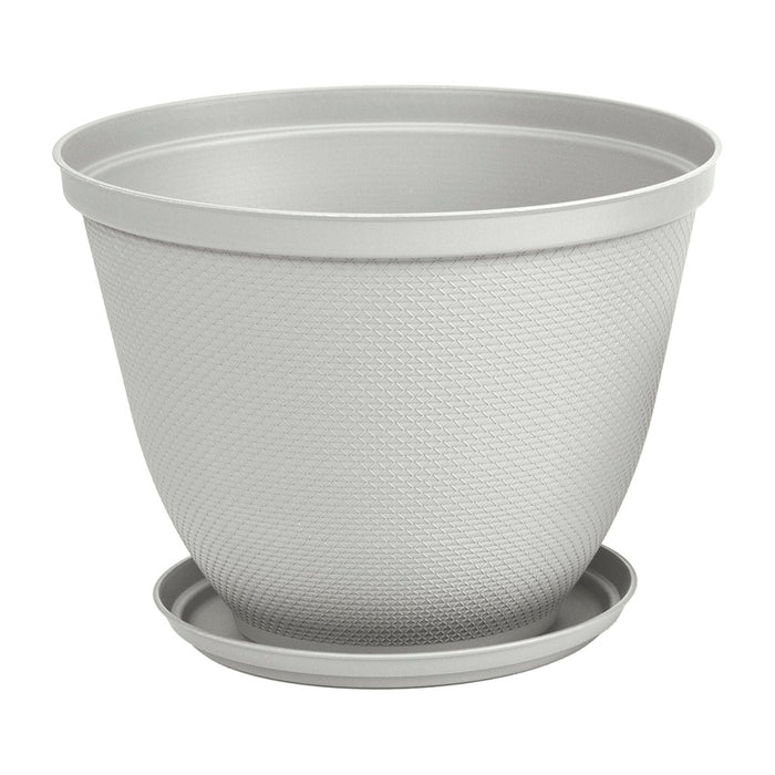 Matera redonda rafia 35 cm con plato gris hielo marca Rimax