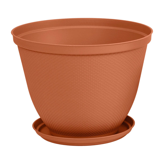 Matera redonda rafia 35 cm con plato terracota marca Rimax
