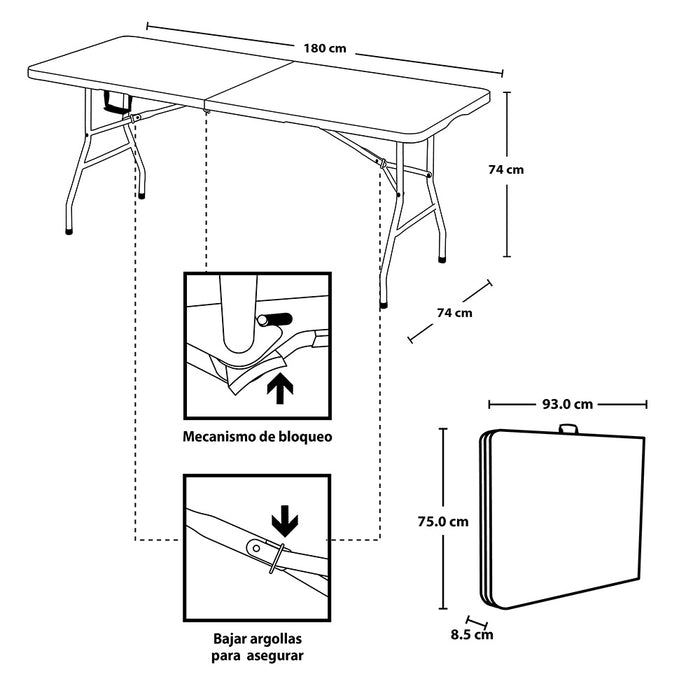 Mesa banquetera grande Rimax