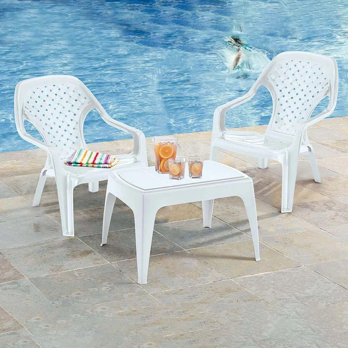 hogar mesa sillas combo playero blanco 2 camas asoleadoras 2 sillas playeras 1 mesa de centro rimax cb rmx 035 mp madecentro