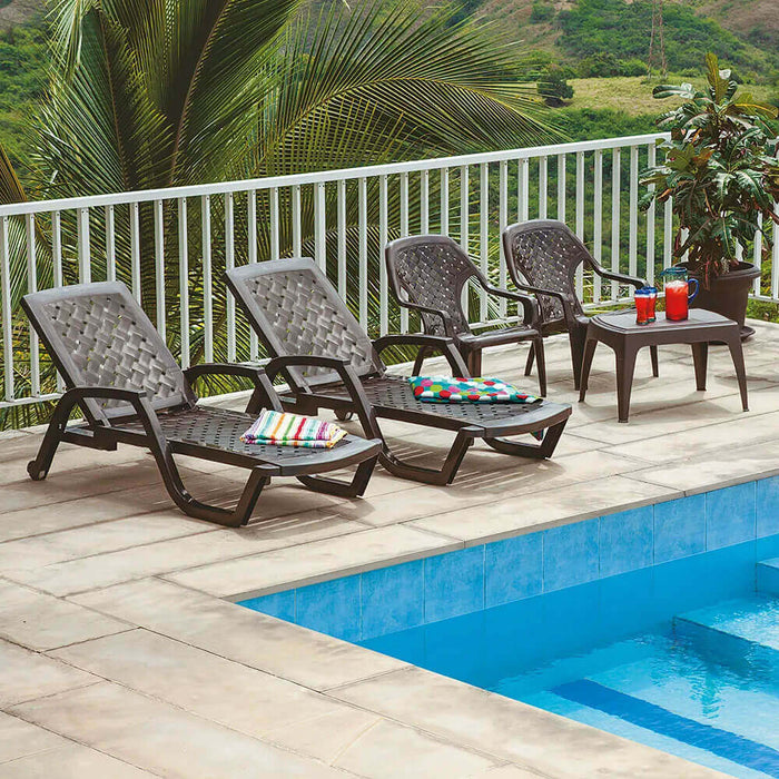 hogar mesa sillas combo playero wengue 2 camas asoleadoras 2 sillas playeras 1 mesa de centro rimax cb rmx 035 mp madecentro
