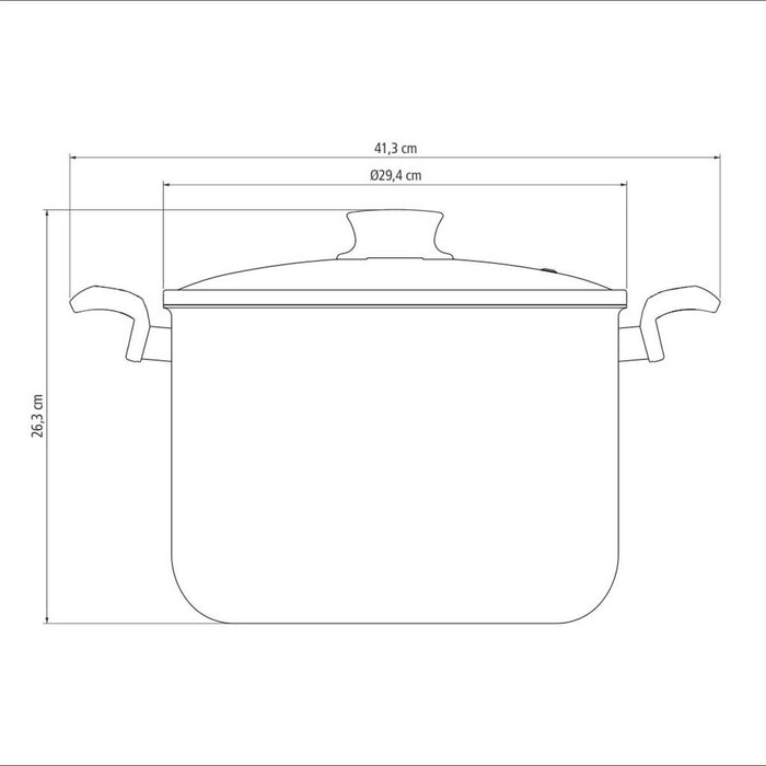 Olla alta antiadherente con tapa de vidrio 28 cm