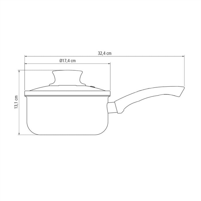 Perol con tapa de vidrio antiadherente de 16 cm