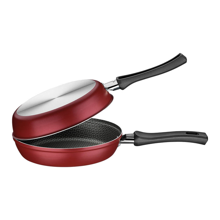 Omeletera de cocina doble antiadherente color rojo 20 cm