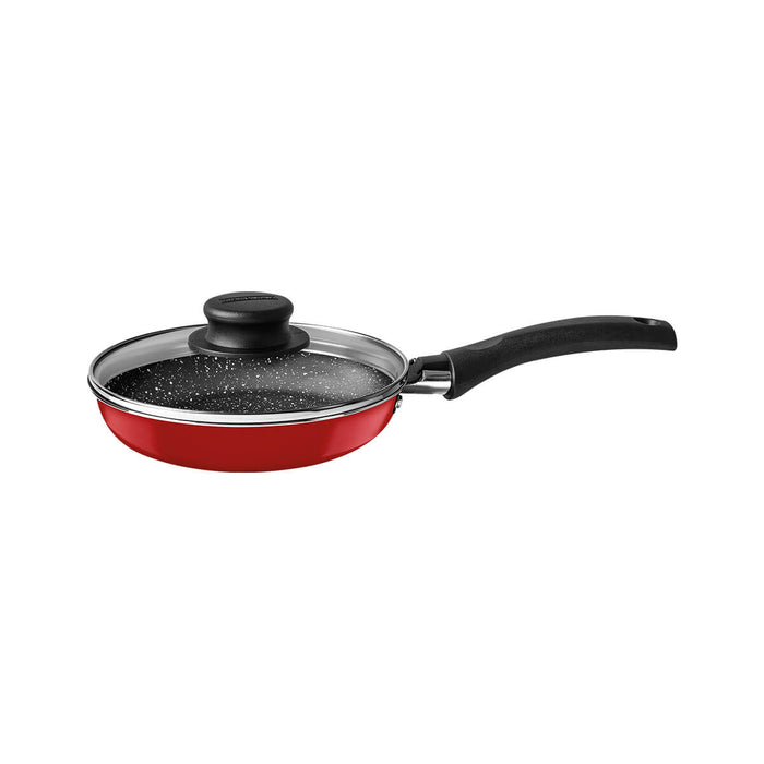 Sartén para huevo con tapa de vidrio rojo 14 cm