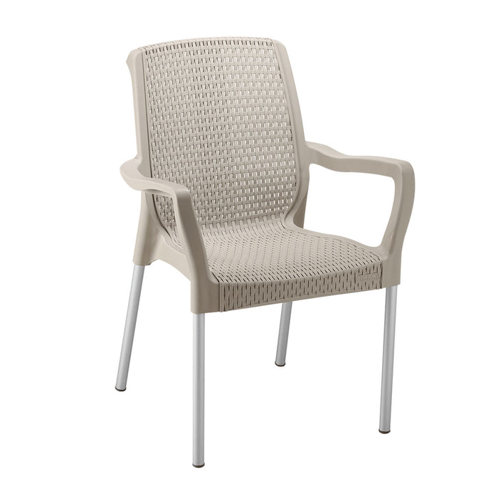 Silla apariencia shia con brazos taupe marca Rimax