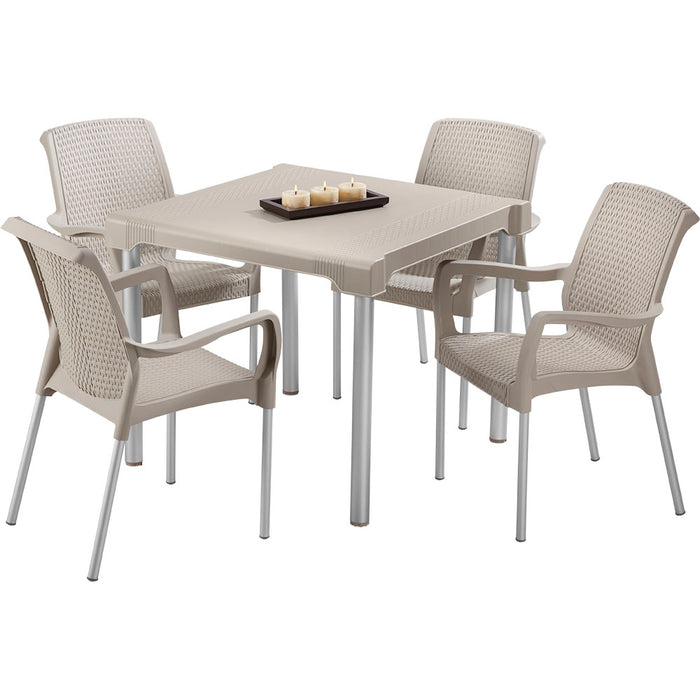 Silla apariencia shia con brazos taupe marca Rimax