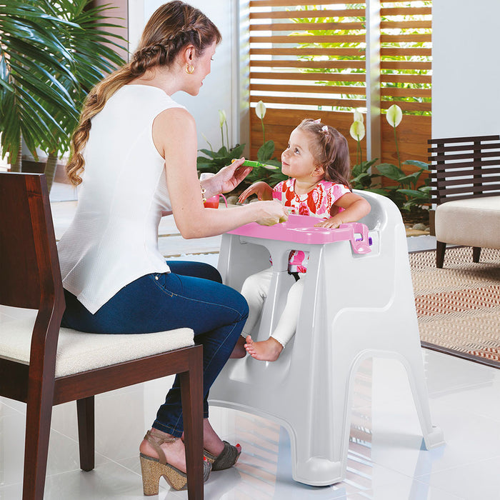 Silla comedor para bebé rosado marca Rimax