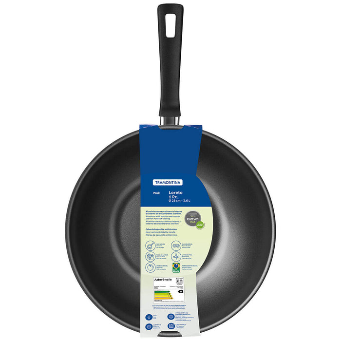 Wok antiadherente en alumino grafito 28 cm