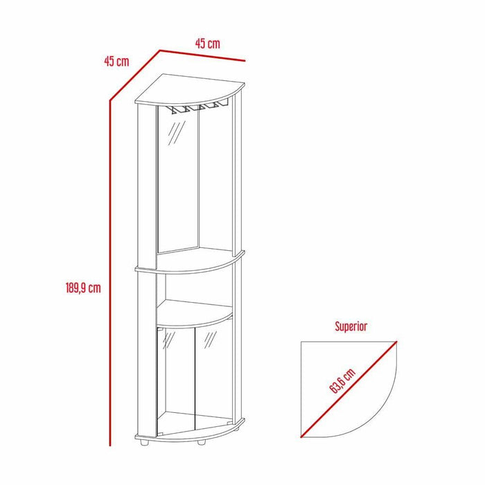 Bar Zamba, Wengue, con Dos Puertas de Vidrio, Espejo y Colgador de Copas