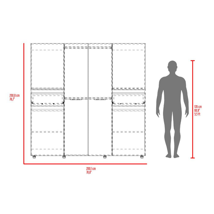 Closet Grande Imperial 200x200 Blanco y Fresno Europeo