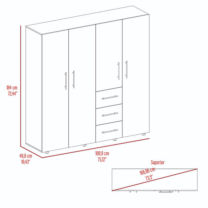Closet Poche, Nogal, con Tres Cajones Organizadores