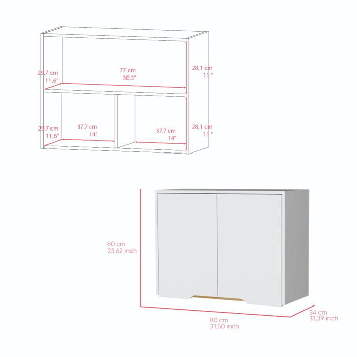 Gabinete Superior Soler, Blanco y Macadamia, con dos puertas y facil instalación  80