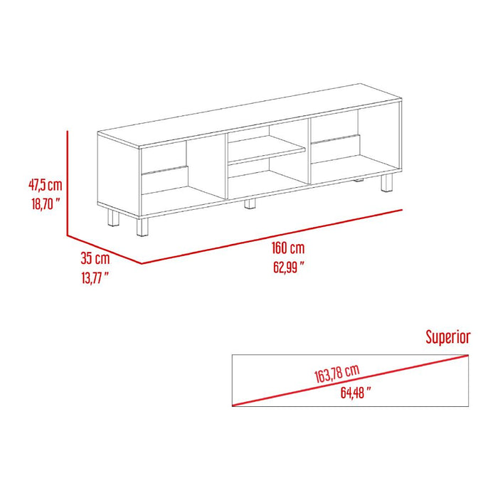 Mesa Para Tv Tunez, Wengue y Blanco, Hasta 70 Pulgadas