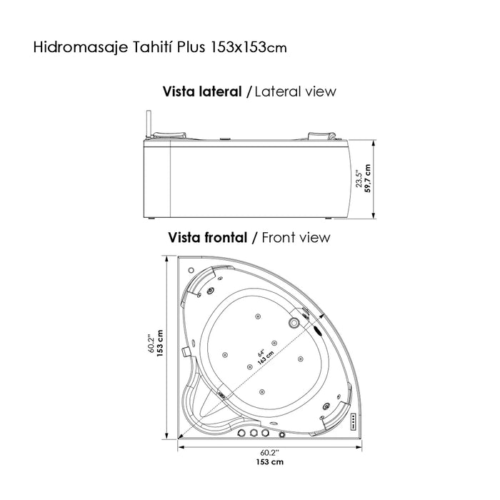 Hidromasaje portátil Tahiti Plus 152X152 cm  con terapias