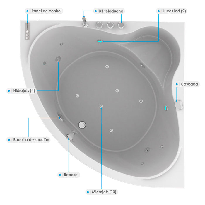 Hidromasaje portátil Tahiti Plus 152X152 cm  con terapias