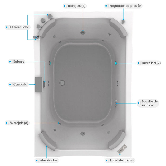 Hidromasaje Portátil Ibiza Plus 182X123 cm con terapias