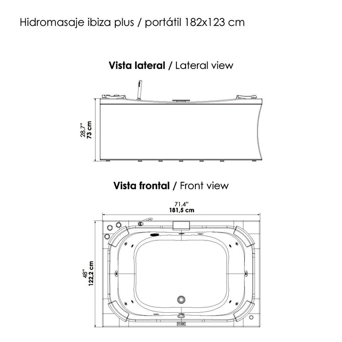 Hidromasaje Portátil Ibiza Plus 182X123 cm con terapias