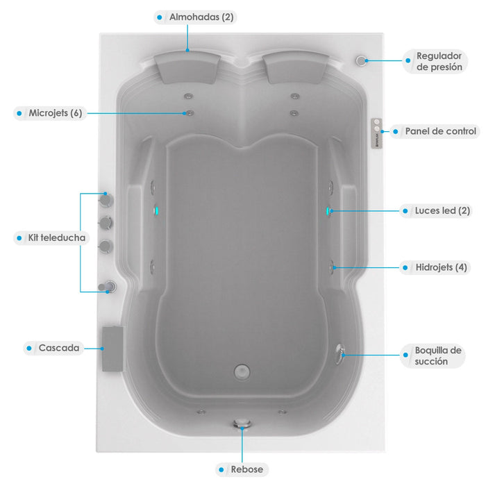 Hidromasaje Portátil Millenium Plus 182X123 cm con terapias