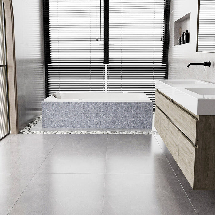 Hidromasaje de empotrar Calima 152X80 cm con Cascada de llenado con terapias