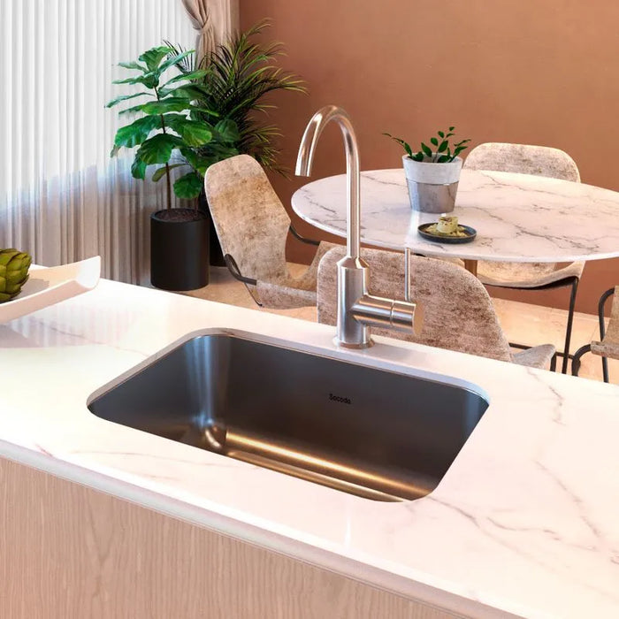 Lavaplatos de submontar o empotrar en acero inoxidable 59×46 cm marca Socoda