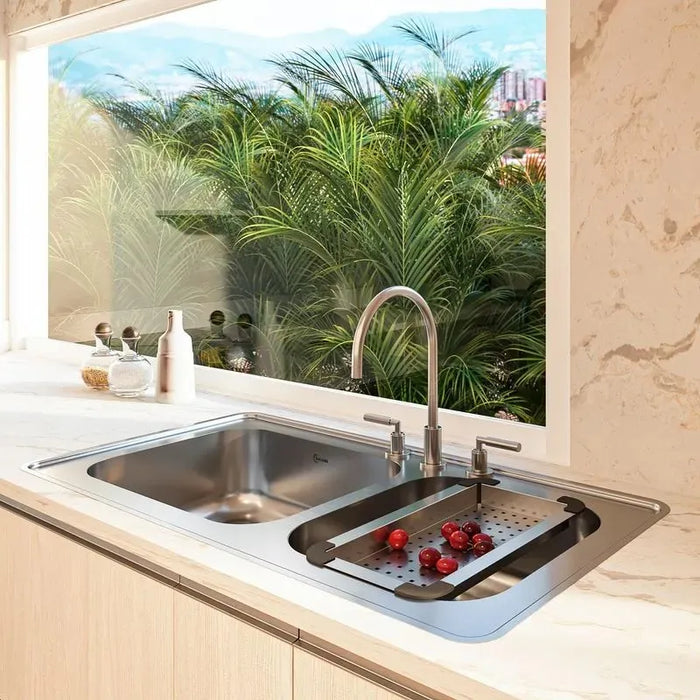 Lavaplatos doble de empotrar en acero inoxidable 100×51 cm marca Socoda