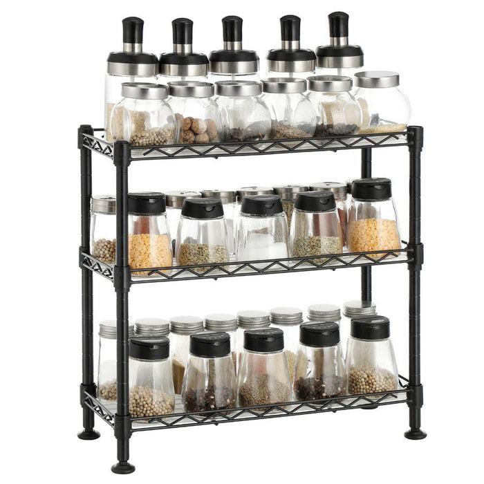 Organizador Para Especias Shelves, Negro, De Tres Niveles