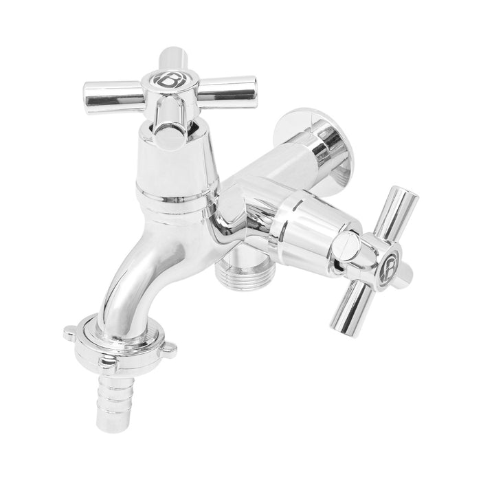 Llave doble salida entrada1/2" y salida 3/4" marca Boccherini