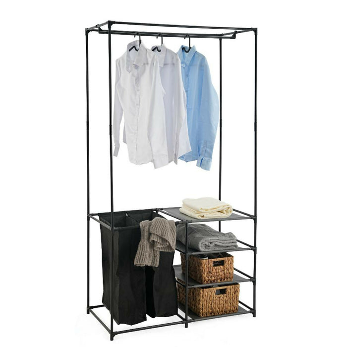 Clóset Organizador Lupont, Negro, de Tres Niveles y Dos Canastas para Ropa
