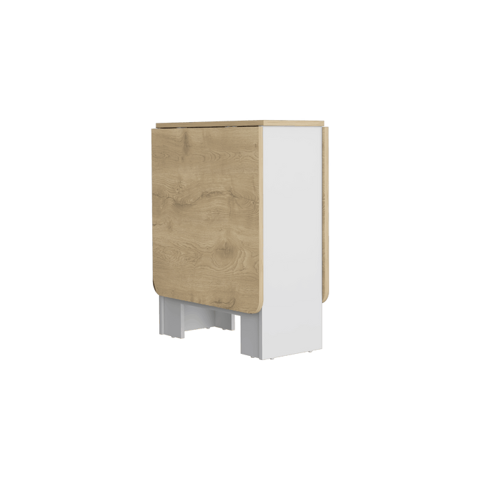Mesa Auxiliar De Cocina Plegable Merida, Blanco y Macadamia, Con Amplia Superficie