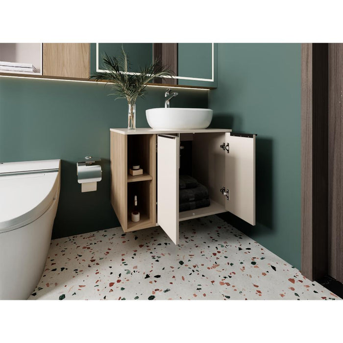 Mueble Para Lavamanos Suns, Capri y Fresno Europeo, Incluye Lavamanos en Porcelana Sanitaria