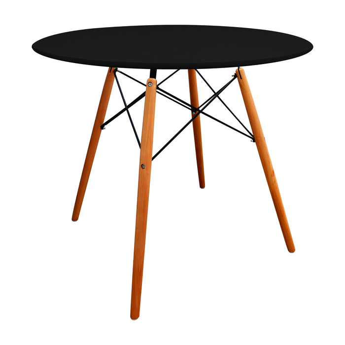 Mesa de comedor DKR tipo Eames redonda tapa de madera Negra