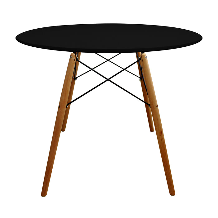 Mesa de comedor DKR tipo Eames redonda tapa de madera Negra