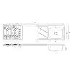 Mesón con lavaplatos en acero inoxidable 210×52 cm sin estufa marca Socoda