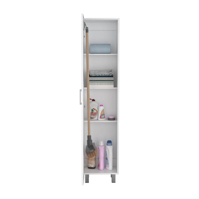 Mueble de Aseo Vinto, Blanco, Con Colgador De Escobas