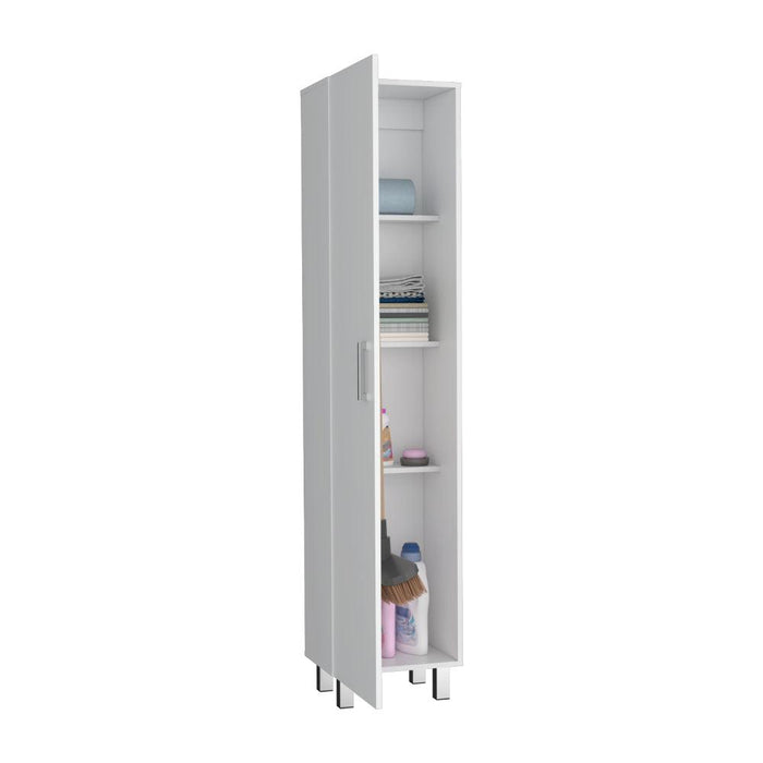 Mueble de Aseo Vinto, Blanco, Con Colgador De Escobas