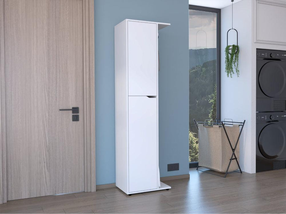 Mueble de Aseo Cruella, Blanco, Incluye Colgador Para Escobas