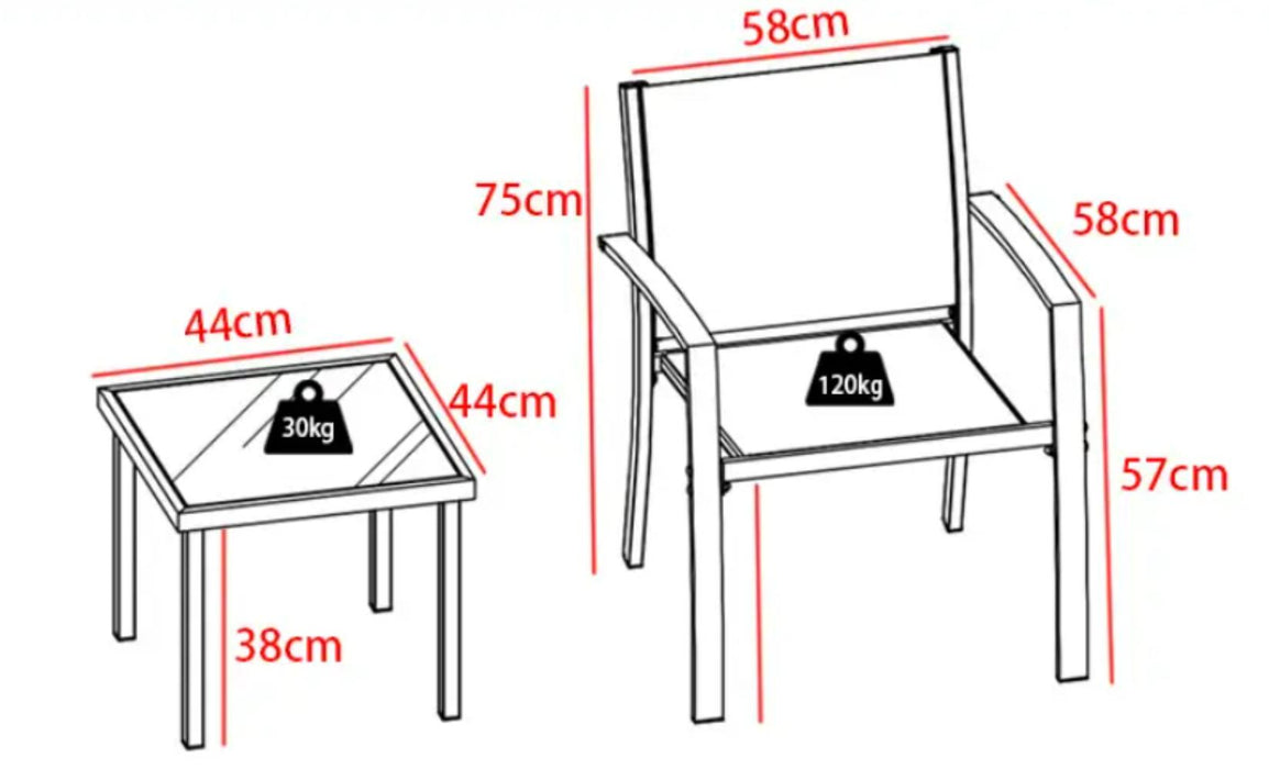 Sala de Exterior Sahara, Gris Oscuro, Dieño moderno incluye 2 sillas 1 Mesa Centro