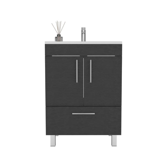 Mueble Para Lavamanos Homer, Wengue, Con Un Cajón y Dos Puertas Batientes